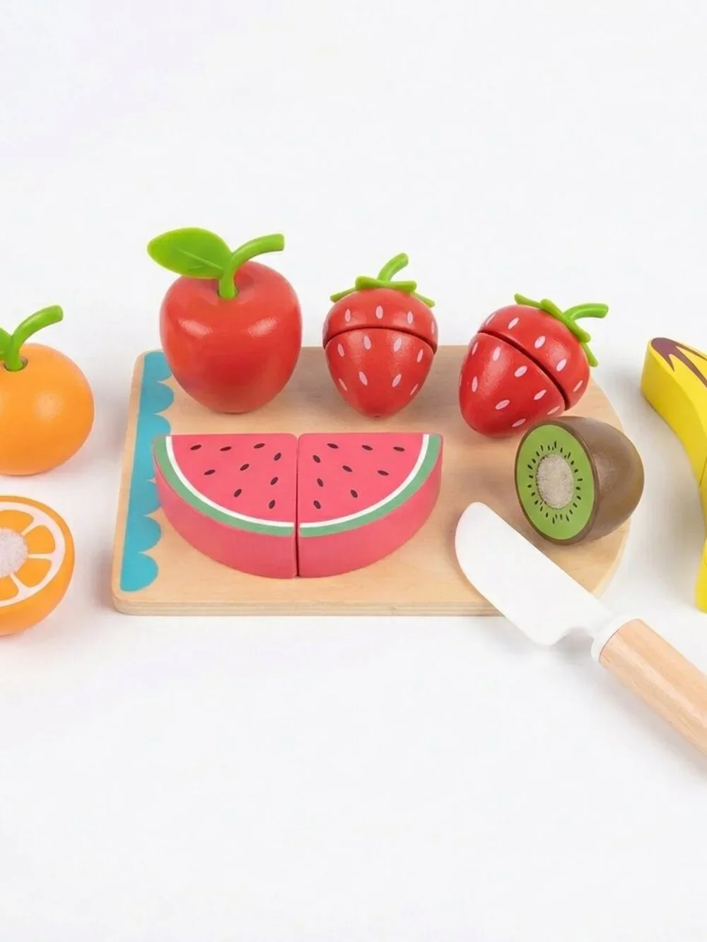 NEW Montessori Wooden Cutting Fruit Set Pretend Play Kitchen Toy Kids Gift